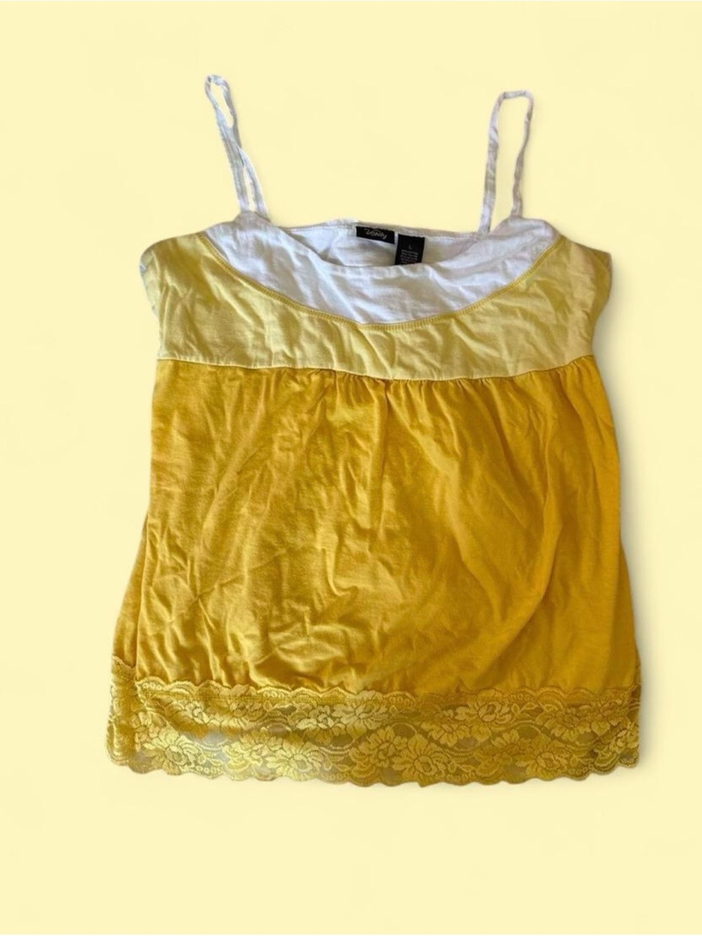 American Vintage Two-Tone Yellow Lace-Trim Camisole from Vanity